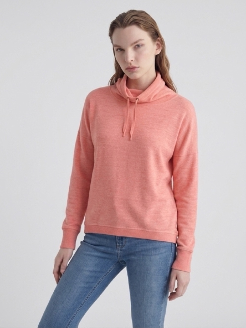 Gerry Peachy pink Pullover Sweatshirt Cowl Neck Soft Stretch Lounge Top Small